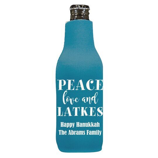 Peace Love And Latkes Bottle Koozie